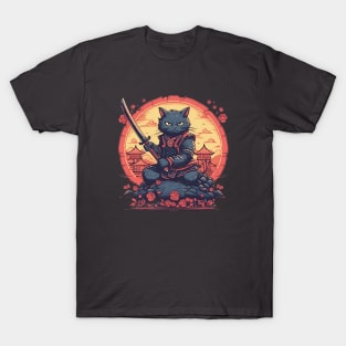 Cat Vintage Samurai Warrior T-Shirt